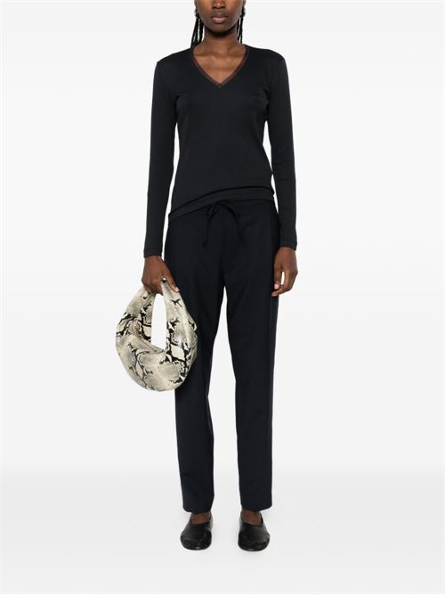 T-shirt donna nera manica lunga con scollo a V Fabiana Filippi | JED266F134L9075146